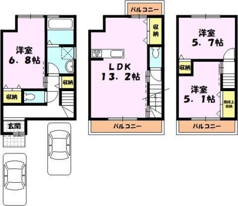 京福「帷子ノ辻」駅 ３階建てプラン